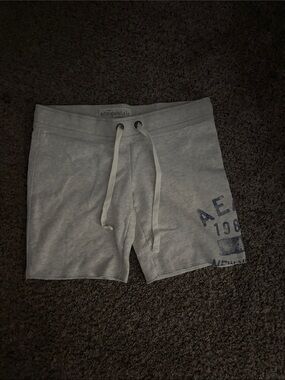 Aeropostale Light Gray Drawstring Lounge Shorts with Navy Logo